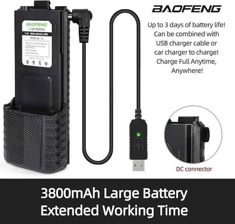 Baofeng UV-5R Battery - 3800mAh Extended Battery with USB-C Charging Port — alternate view 4