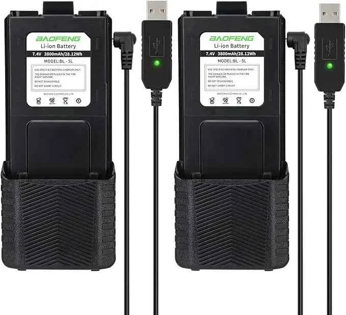 Baofeng UV-5R Battery - 3800mAh Extended Battery with USB-C Charging Port — alternate view 3