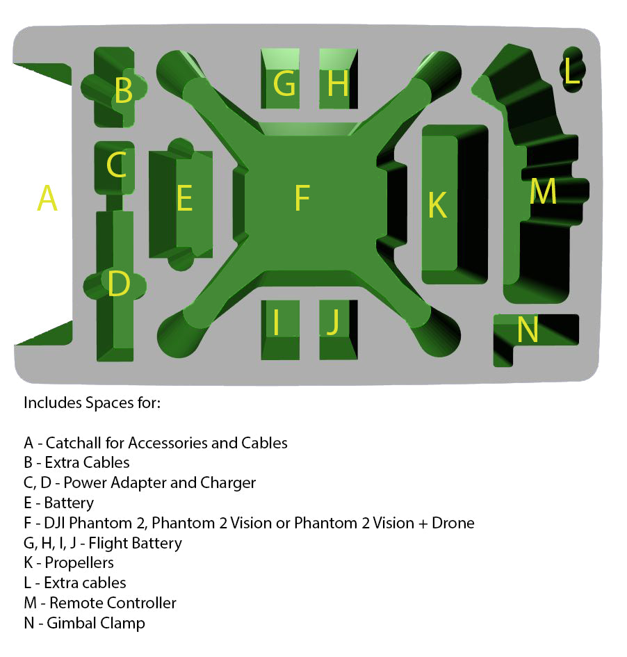 DJI Phantom 2, Phantom 2 Vision, or Phantom 2 Vision Plus Custom Case