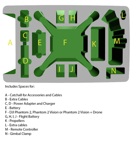 DJI Phantom 2, Phantom 2 Vision, or Phantom 2 Vision Plus Custom Case