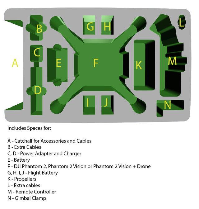 DJI Phantom 2, Phantom 2 Vision, or Phantom 2 Vision Plus Custom Case