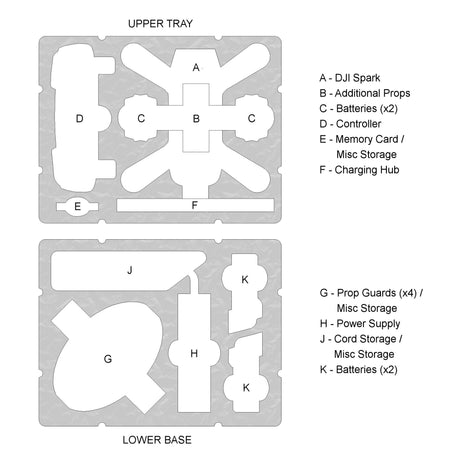 DJI Spark Dual-Level Custom Foam Doro D0907-6 Case — alternate view 2