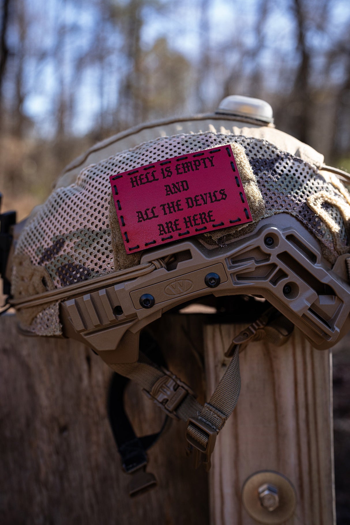 Hell is Empty Leather Patch – Walnut Dye / Brown Thread