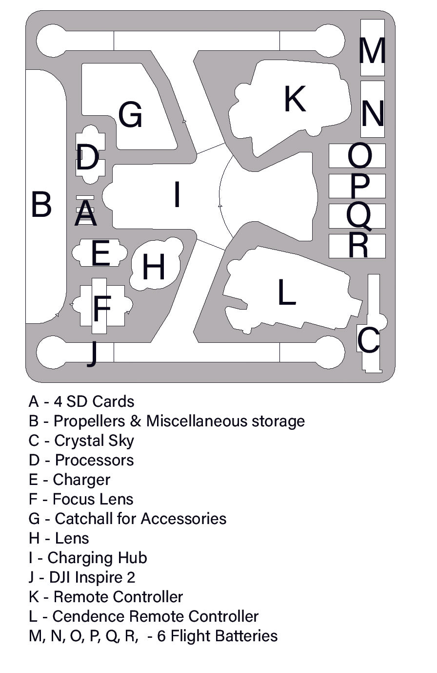 DJI Inspire 2 Travel Mode Blue Topguard Custom Foam — alternate view 4