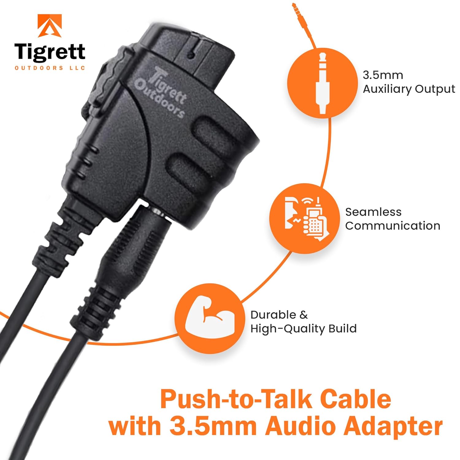 SMC cable (Shoot, Move, Communicate) Baofeng, Yaesu radios to Auxiliary Port for Electronic Earmuffs – Baofeng Mulitpin Waterpoof connection for UV9R — alternate view 5