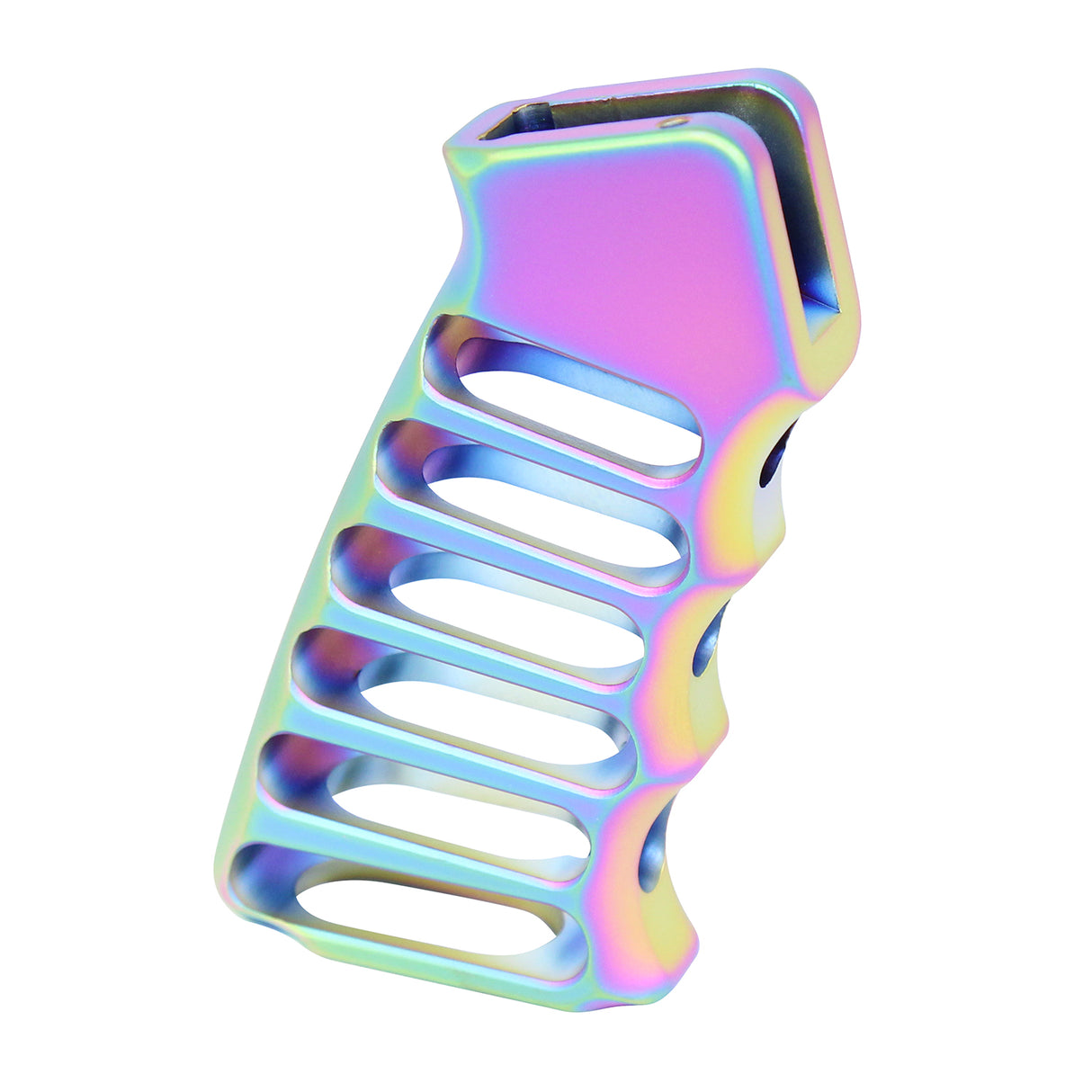 Ultralight Series Skeletonized Aluminum Pistol Grip (Matte Rainbow Pvd Coated)