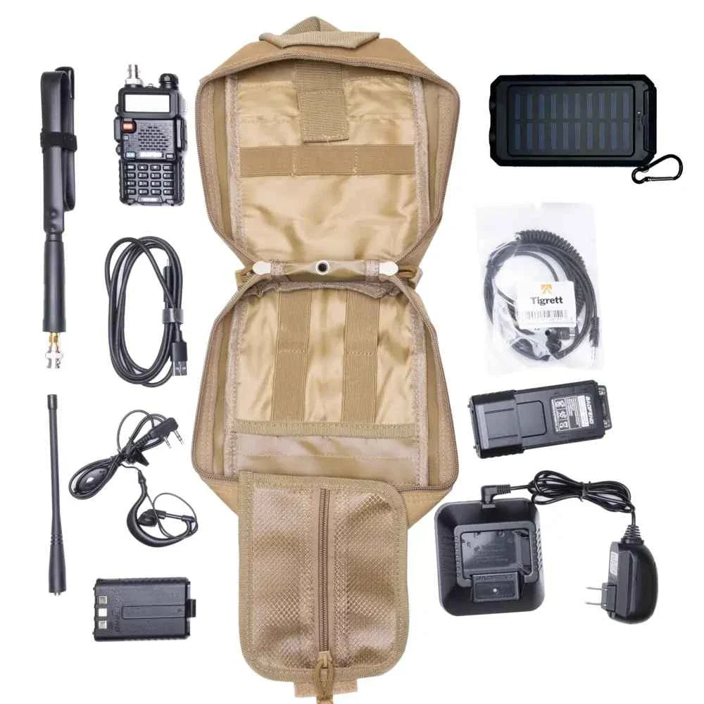 UV5R Radio Go Bag with Solar Charger Bugout Kit – Black UV5R Solar