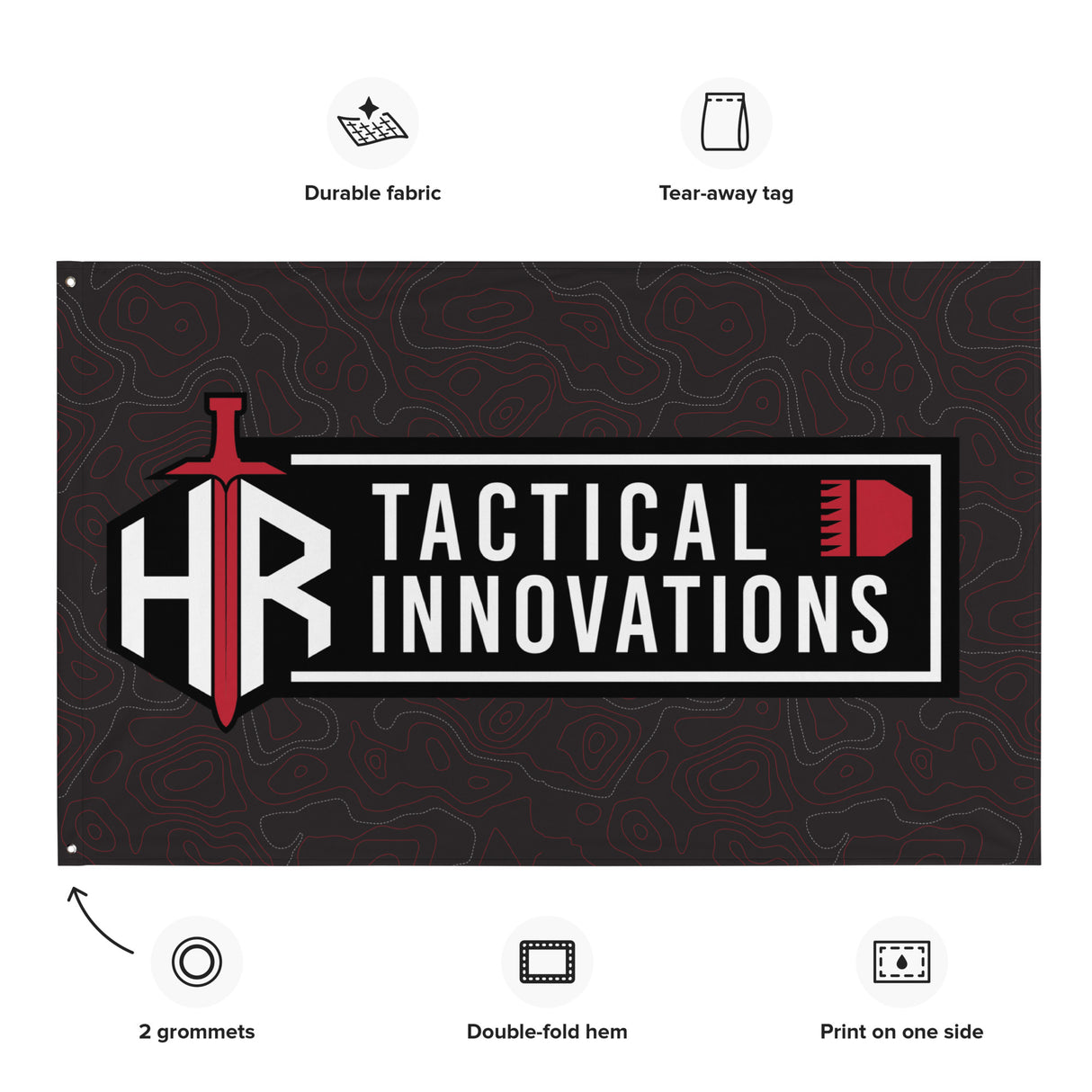 HRTI Logo Banner Flag – White on Black — alternate view 3