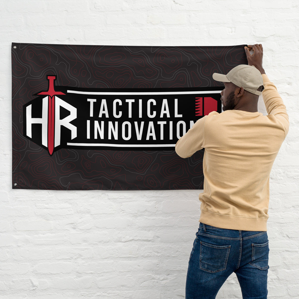 HRTI Logo Banner Flag – White on Black — alternate view 5