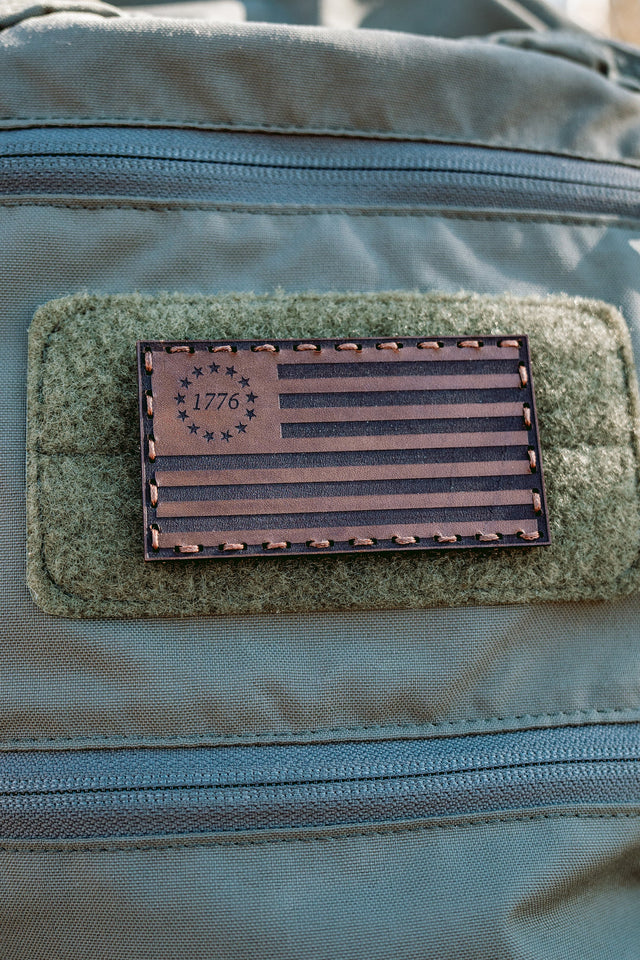 Betsy Ross Flag Leather Patch – Black Dye / Black Thread