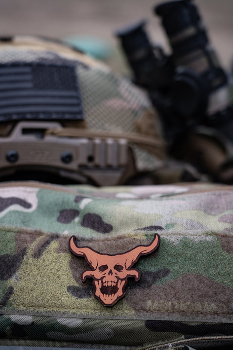 OG Demon Head No-Sew Leather Patch – Light Brown — alternate view 2