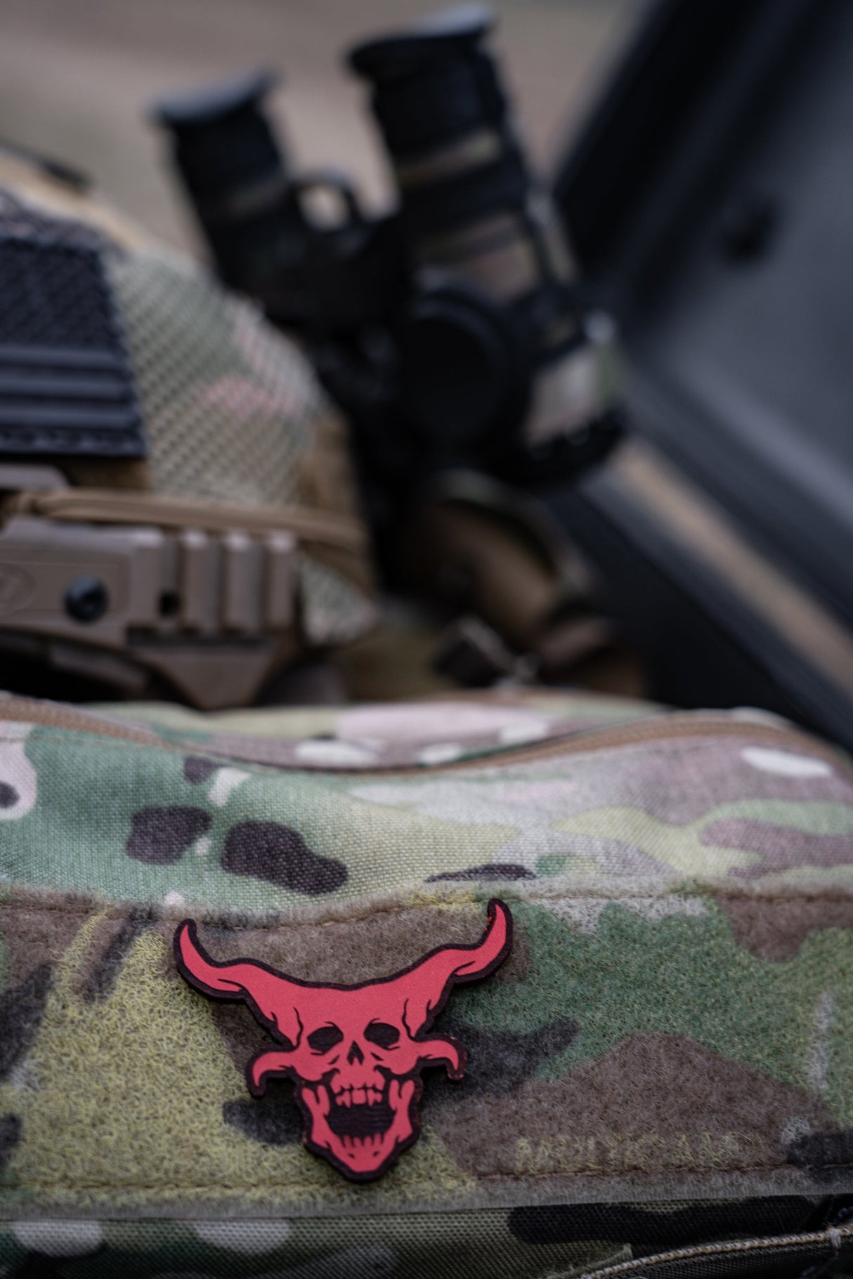 OG Demon Head No-Sew Leather Patch – Red — alternate view 3