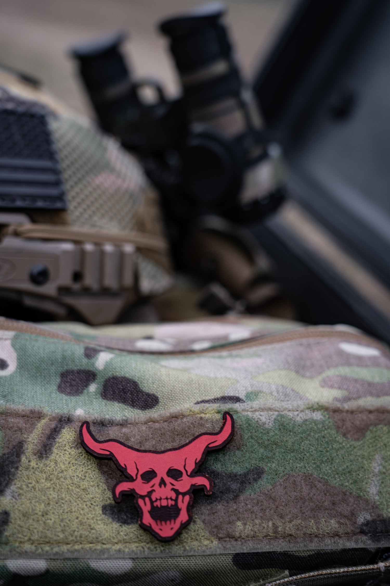 OG Demon Head No-Sew Leather Patch – Red — alternate view 3