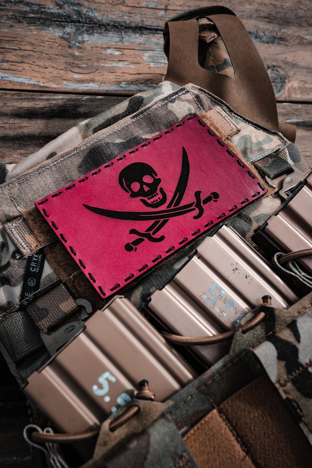 Calico Jack Flag Leather Patch – 5x3" — alternate view 2