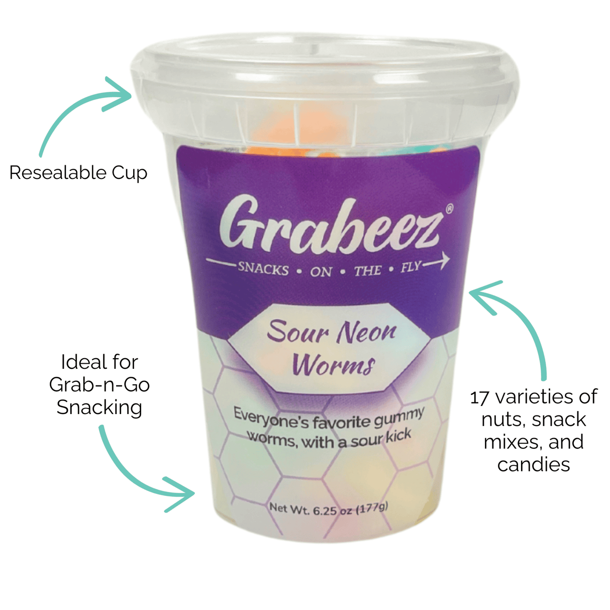 Sour Neon Worms Grabeez®