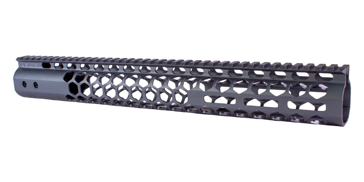 Guntec AR-15 15" Honeycomb Air Lite MLOK Handguard - Anodized Grey