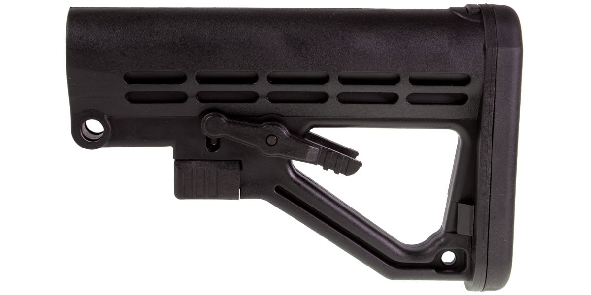 JE Machine A-Frame Skeleton Stock w/ Integral Rubberized Butt Pad, Adjustable, Fits AR-15 Mil-Spec Buffer Tube, Black - Made in USA