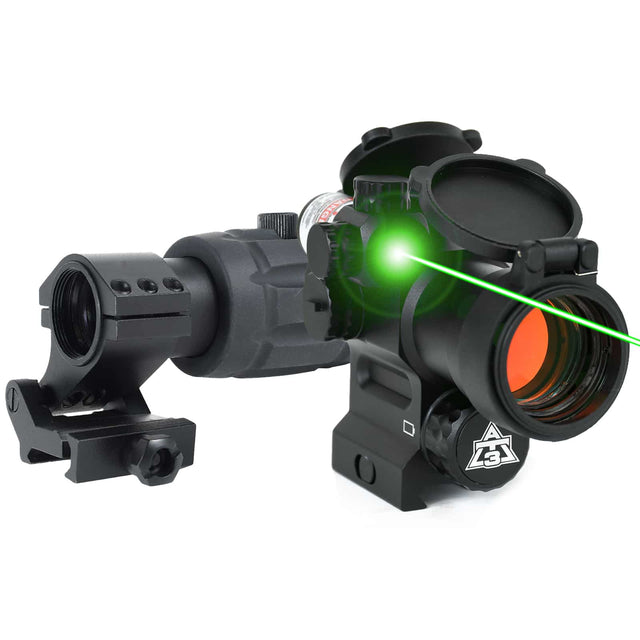 Magnified Red Dot with Laser Sight Kit – AT3 LEOS & RRDM 3x Magnifier – Red