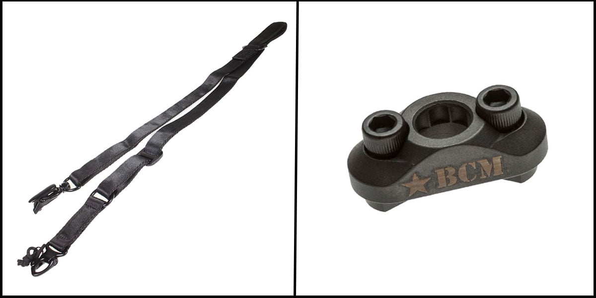Accessorize Your Build: JE Machine Quick Adjust Convertible 1 or 2 Point Sling with Metal Hooks - Black + Bravo Company, MLOK Rail QD Sling Mount - Black