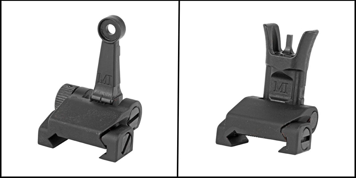 Midwest Flip-Up Sight Set: Midwest Industries Low Profile Mil-Spec Front Sight + Midwest Industries Rifle Rear Flip-up Sight, Mil-Spec