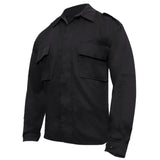 Poly Cotton Twill Long Sleeve Tactical Shirt in Black