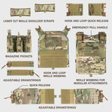Votagoo Tactical Vest 601 - Laser Cut MOLLE Adjustable Vest in Range Green, alternate view 4
