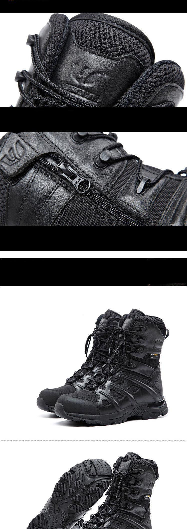 Raven Supply Black Leather Combat Boots in 8, alternate view 3