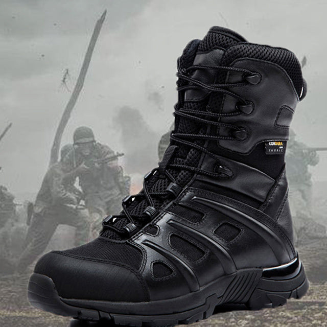 Raven Supply Black Leather Combat Boots in 6