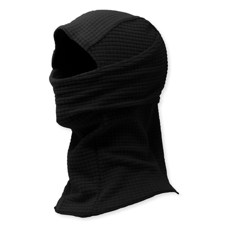 Grid Fleece Balaclava Hood in Black, alternate view 2