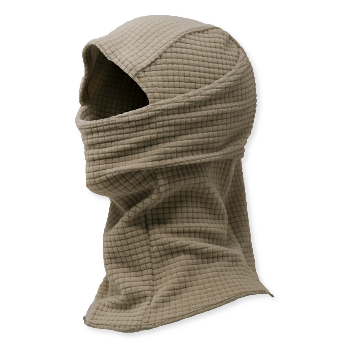 Grid Fleece Balaclava Hood in Tan 499, alternate view 3