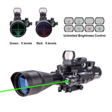 Pinty Nova 3-in-1 4-12x50 SFP Rifle Scope Combo, Green Laser, alternate view 3