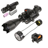 Pinty 4-in-1 4-16x50 Rifle Scope Combo with Laser and Red Dot, alternate view 2