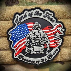 Land of the Free Because of the Brave - 3.75 inch PVC Patch in Full Color