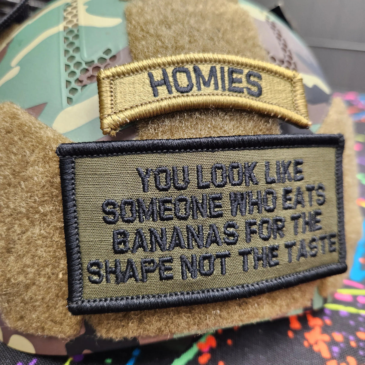As Seen on Socials - You eat bananas for the shape - 2x4 Patch - Multiple Variants in Olive Drab, alternate view 2