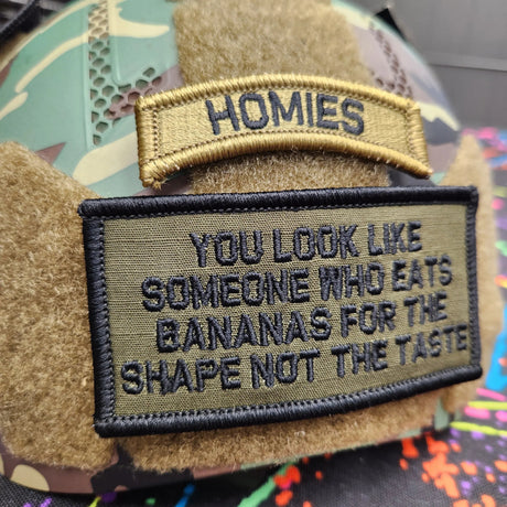 As Seen on Socials - You eat bananas for the shape - 2x4 Patch - Multiple Variants in Olive Drab, alternate view 2