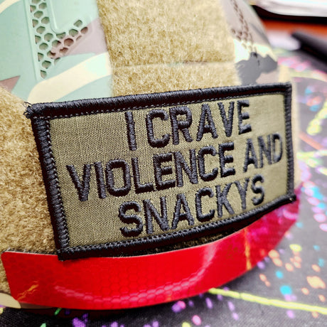 As Seen on Socials - I Crave Violence and Snackys - 2x4 Patch - Multiple Variants in Black