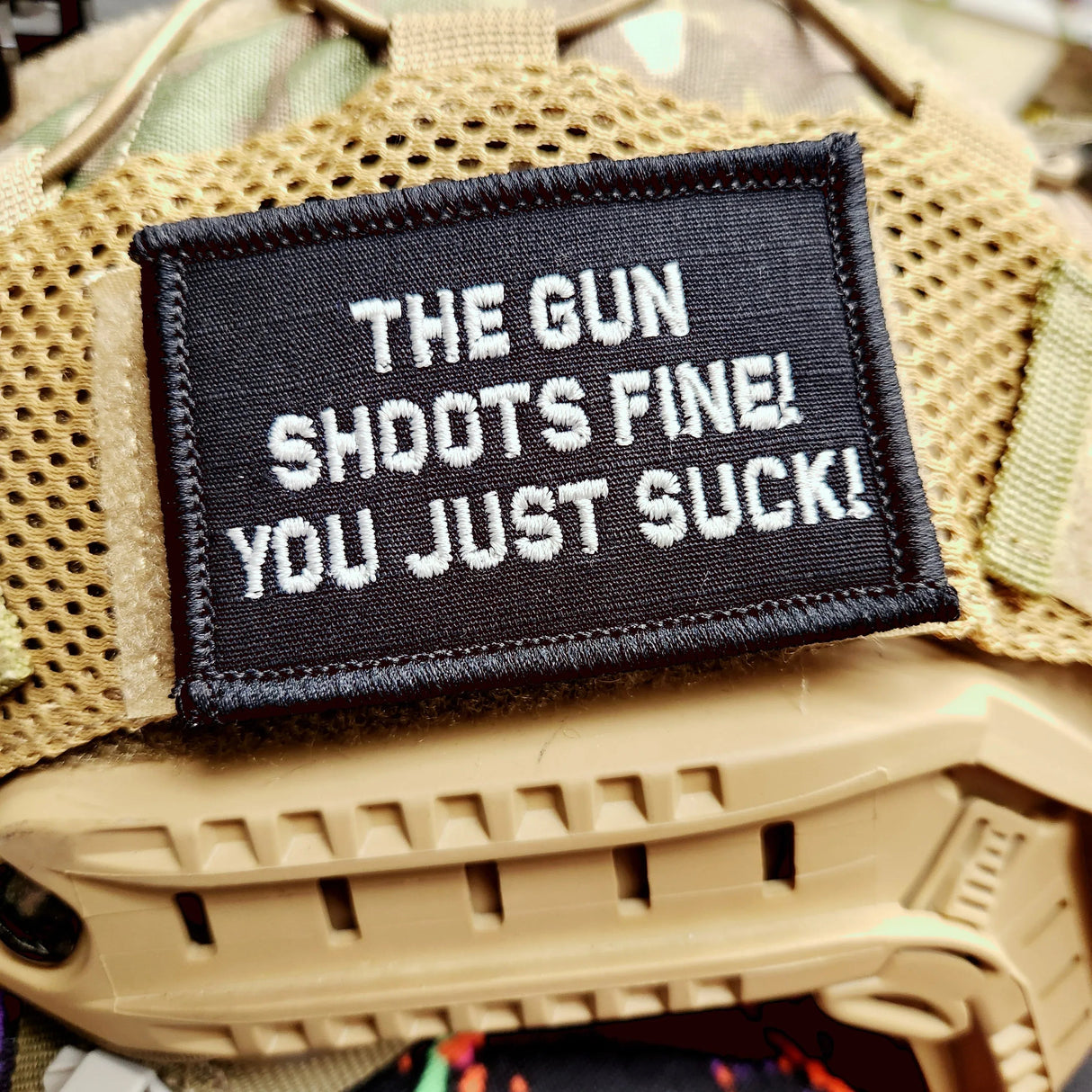 As Seen on Socials - The Gun Shoots Fine You Just Suck! - 2x3 Patch - Multiple Variants in Black