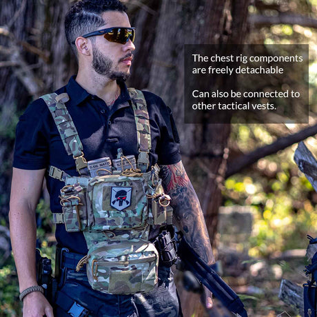 Votagoo Tactical Chest Rig - Adjustable & Detachable Design in Black, alternate view 2