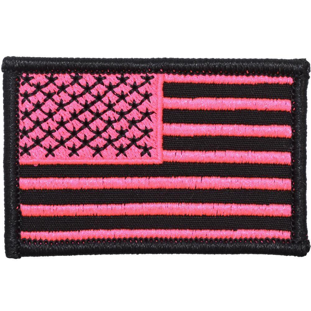 US Flag - 2x3 Patch - Black w/ Hot Pink, Left Face (Forward)