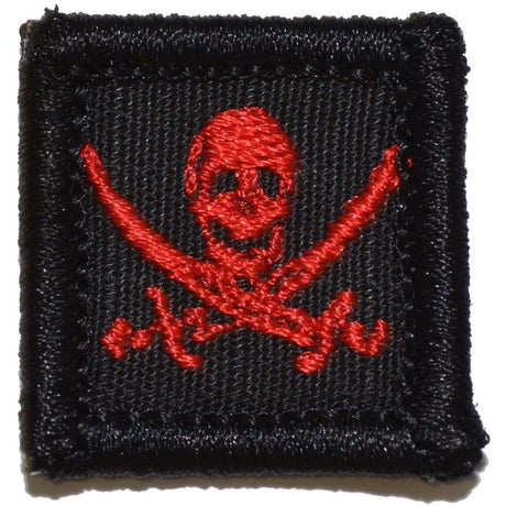 Tactical Gear Junkie Pirate Jolly Roger 1x1 Patch in Black w/ Red, alternate view 2