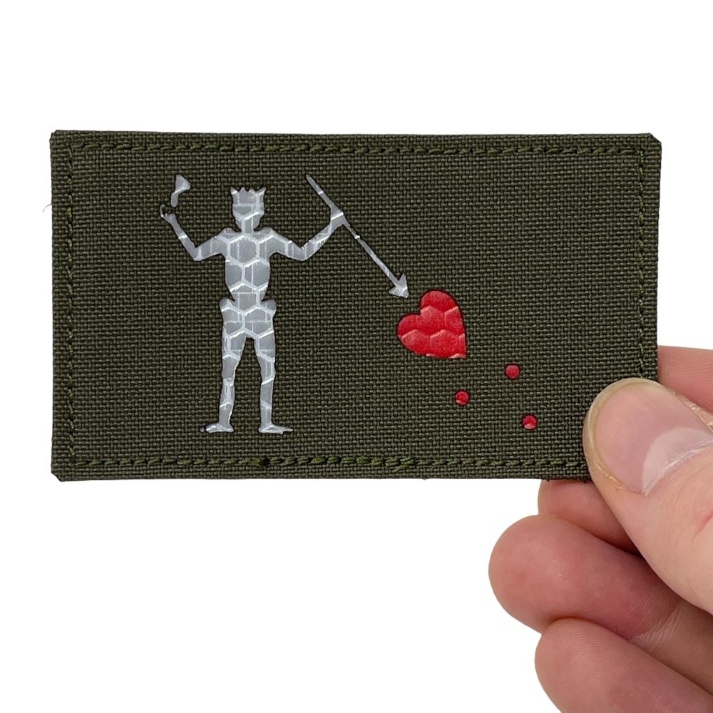 Patch Panel Blackbeard Flag laser cut patch in Ranger Green with Full Colour reflective base