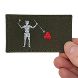 Patch Panel Blackbeard Flag laser cut patch in Ranger Green with Full Colour reflective base