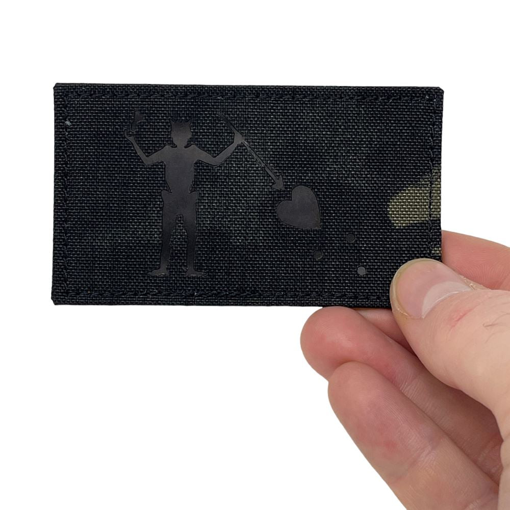 Patch Panel Blackbeard Flag laser cut patch in Multicam Black with Pro IR flat black base