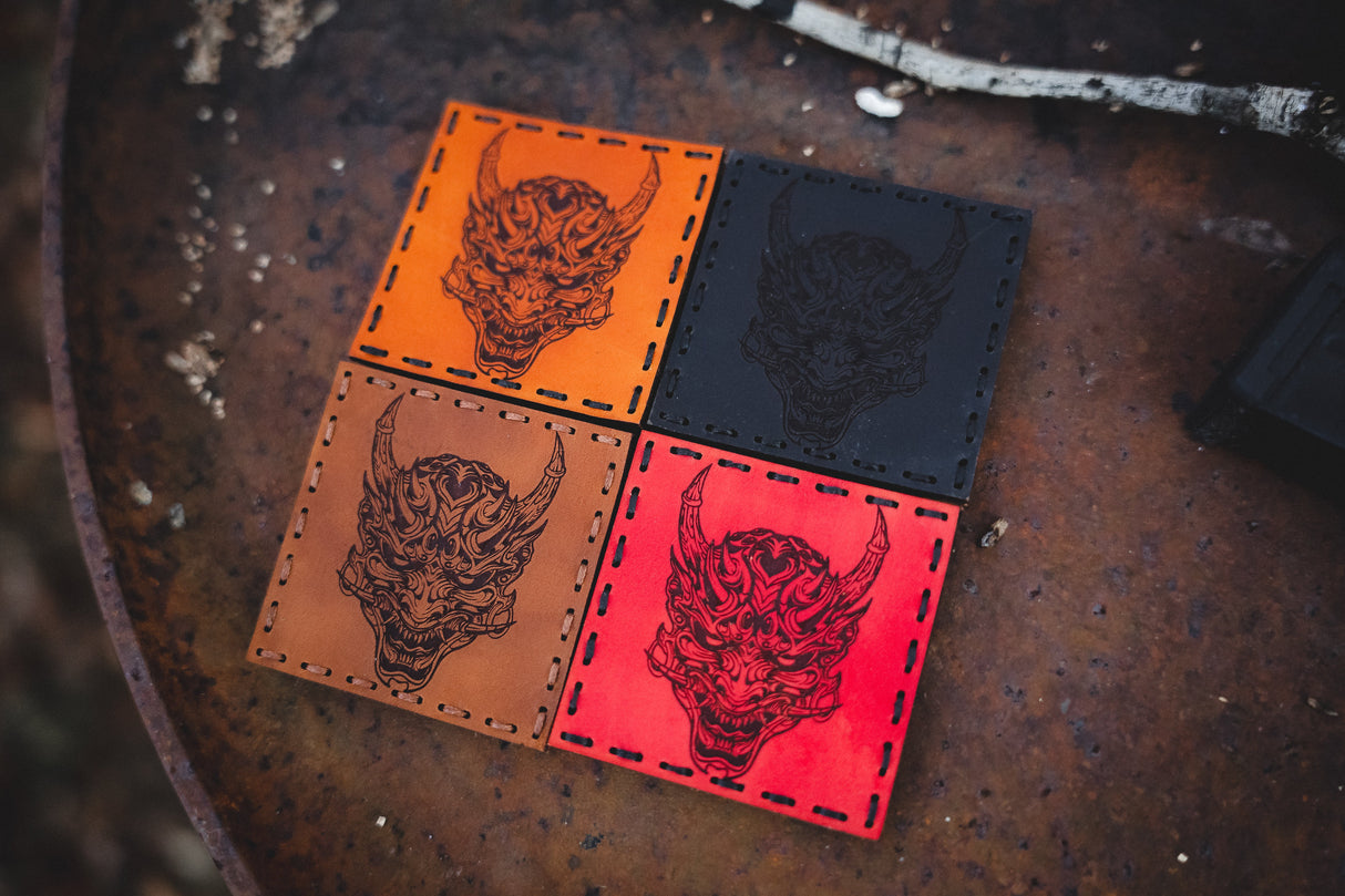 Oni Leather Patch in Black Dye / Black Thread, alternate view 4