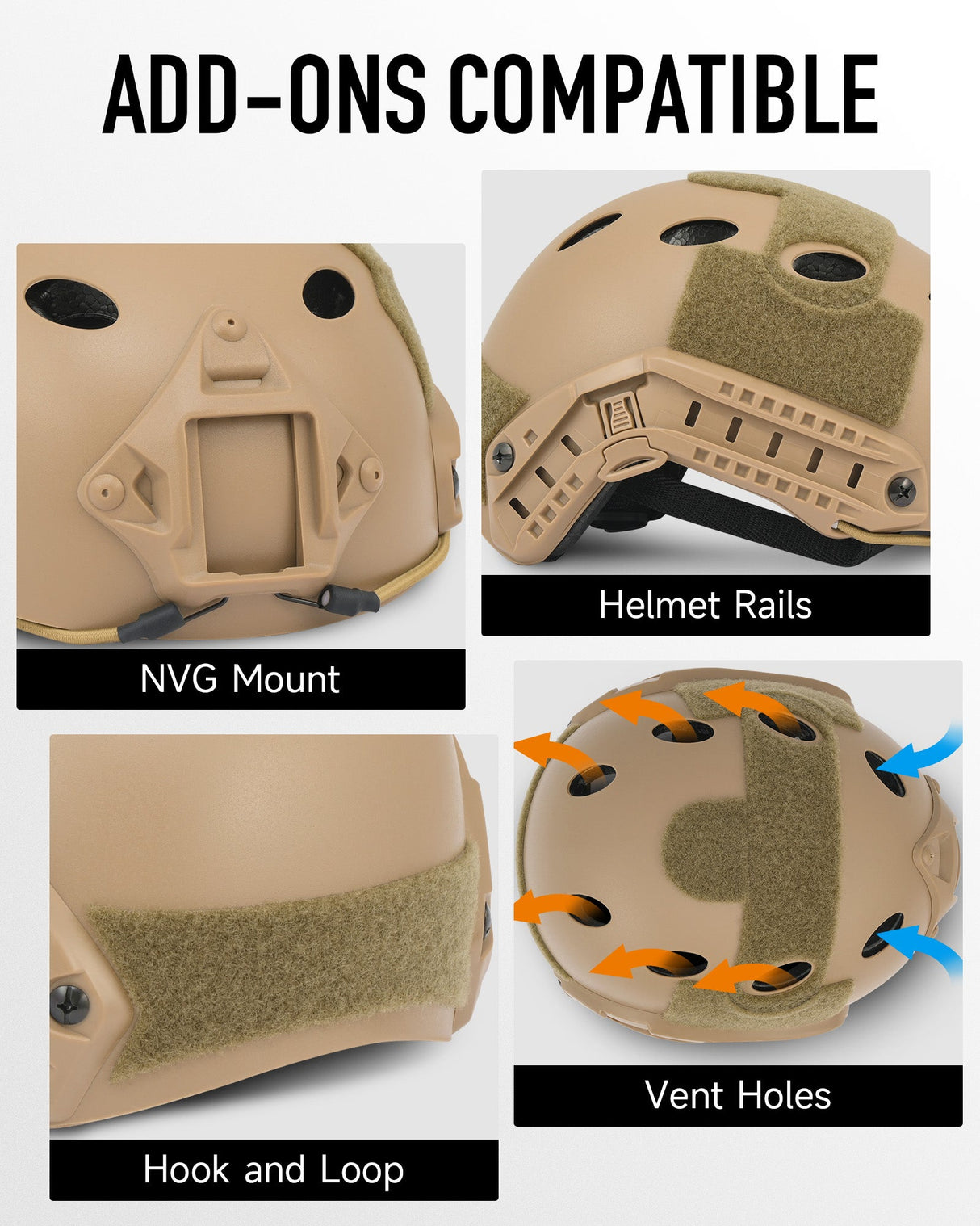 BJ Type Tactical Helmet compatible add-ons  