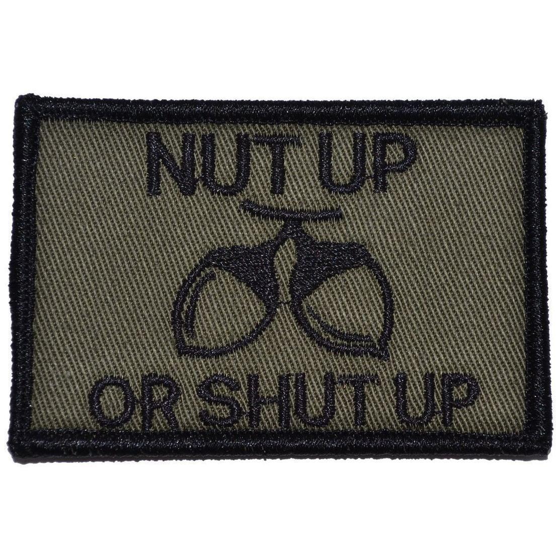 Tactical Gear Junkie Nut Up or Shut Up 2x3 Patch in Coyote Brown, alternate view 3