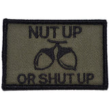 Tactical Gear Junkie Nut Up or Shut Up 2x3 Patch in Coyote Brown, alternate view 3