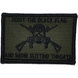 Hoist The Black Flag and Begin Slitting Throats Jolly Roger - 2x3 Patch in Olive Drab, alternate view 5