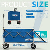 Overmont Collapsible Wagon with Tailgate - 49.2" Extended Heavy Duty Foldable Utility Wagon Folding Cart with All-Terrain