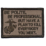 Be Polite, Be Professional USMC Mattis Quote - 2x3 Patch in Coyote Brown w/ Black, alternate view 5